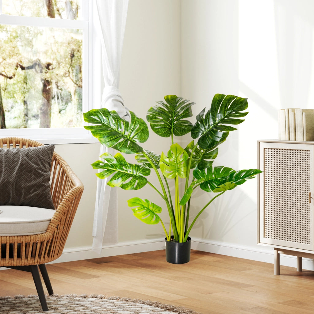 Pianta Finta Monstera 110 cm ¨C Zephmum ¨C Verde Plastica Vaso Interno Esterno