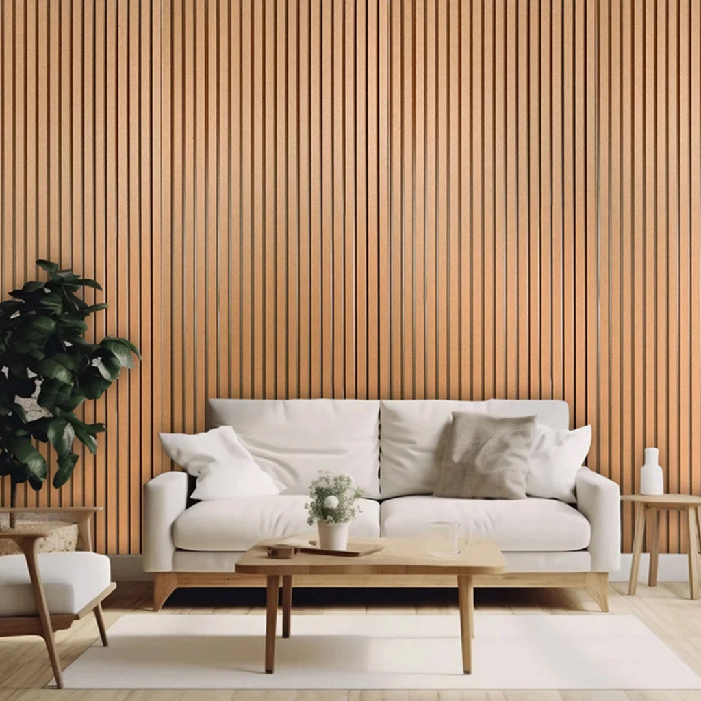 Bach - Set 8 Pannelli Fonoassorbenti Decorativi 150x18 cm per Interno ed Esterno in WPC Oak