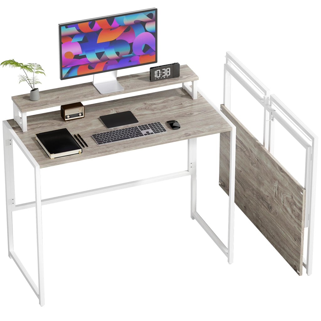 Scrivania Pieghevole Salvaspazio con Supporto Monitor Rimovibile ¨C zephmum ¨C Legno 100x50x87