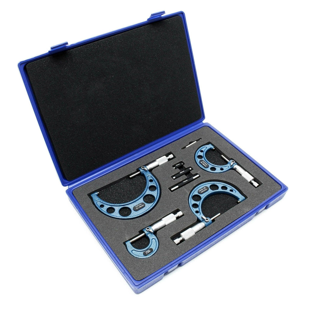 Set micrometro 0-100mm 4 calibri precisione di misura 0,01 mm utensile 16_0002253