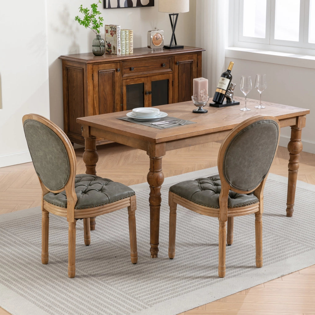 SEDIA Imbottita Schienale Ovale Set da 2 pezzi Verde Oliva PU