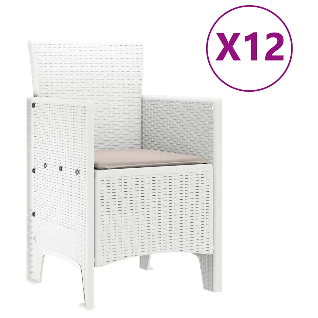 Set da Pranzo per Giardino 13 pcs Bianco Rattan Polt 3378783