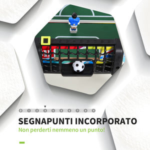 Calcio Balilla 86.5x43.5x63 cm con 2 Tabelloni Segnapunti in Legno Acciaio Inox e Plastica Multicolore