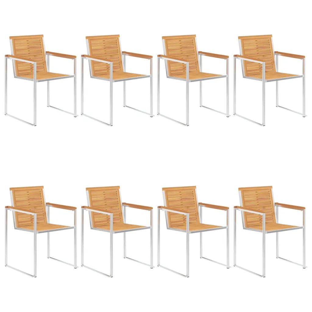 Sedie da Giardino con Cuscini 8 pz in Legno Massello di Teak cod mxl 8690