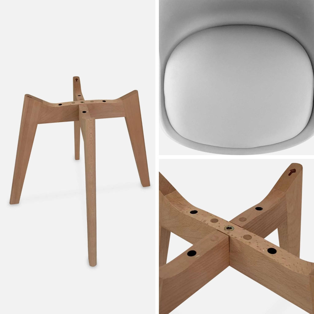 Set 6 sedie scandinave imbottite, gambe in legno per sala da pranzo,