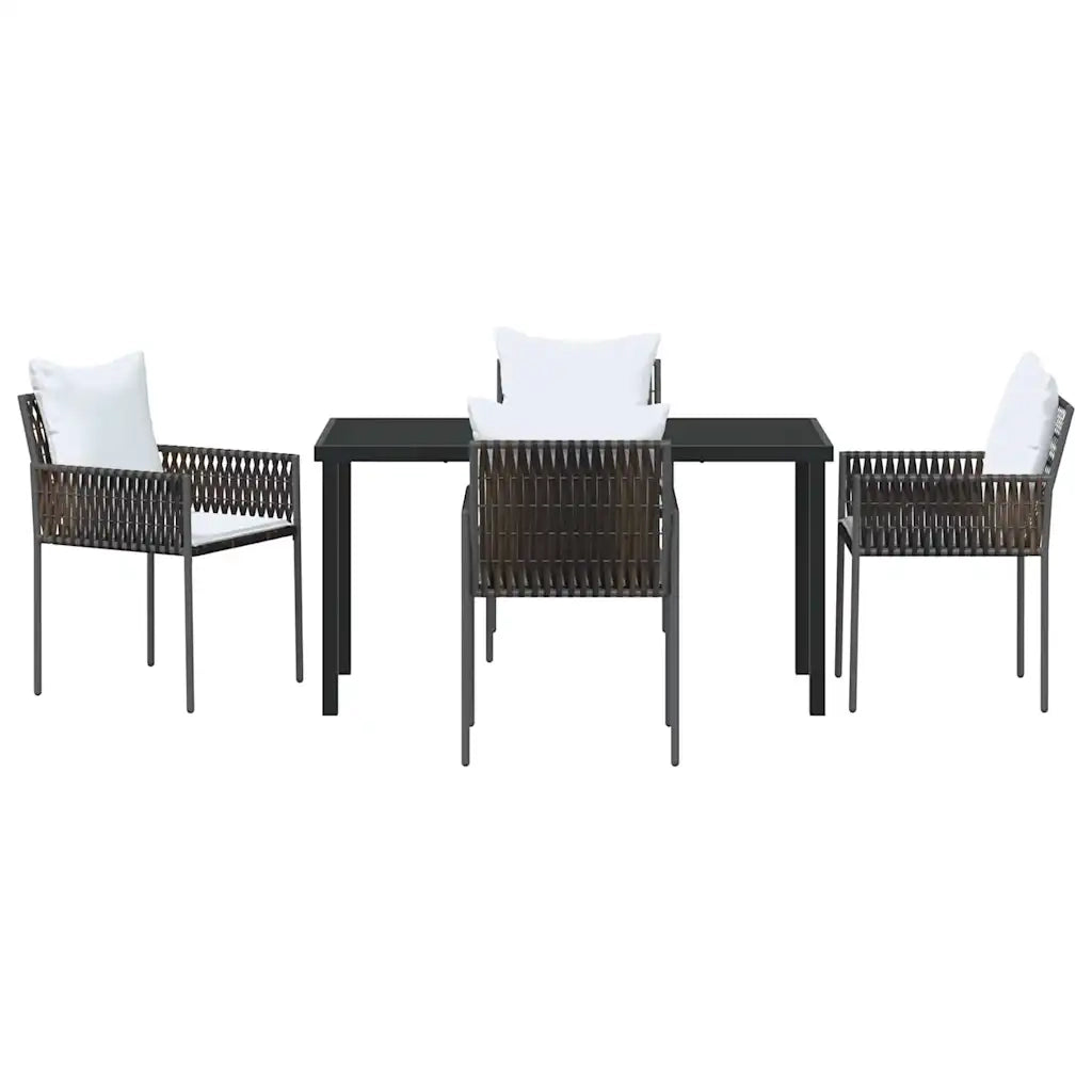 Set da Pranzo per Giardino 5 pcs Marrone e Nero Rattan in PE
