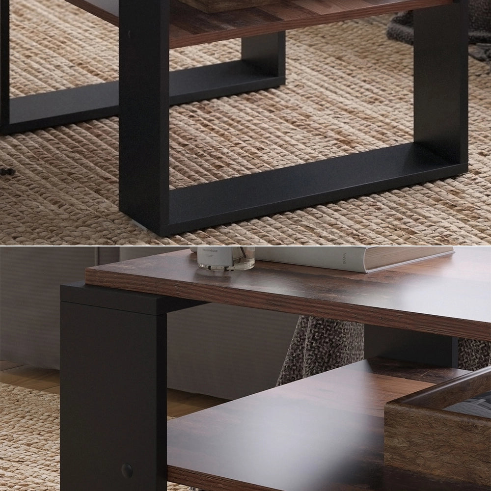 Vicco Tavolino da salotto Legno antico 65.6 x 55,8 cm con ripiano