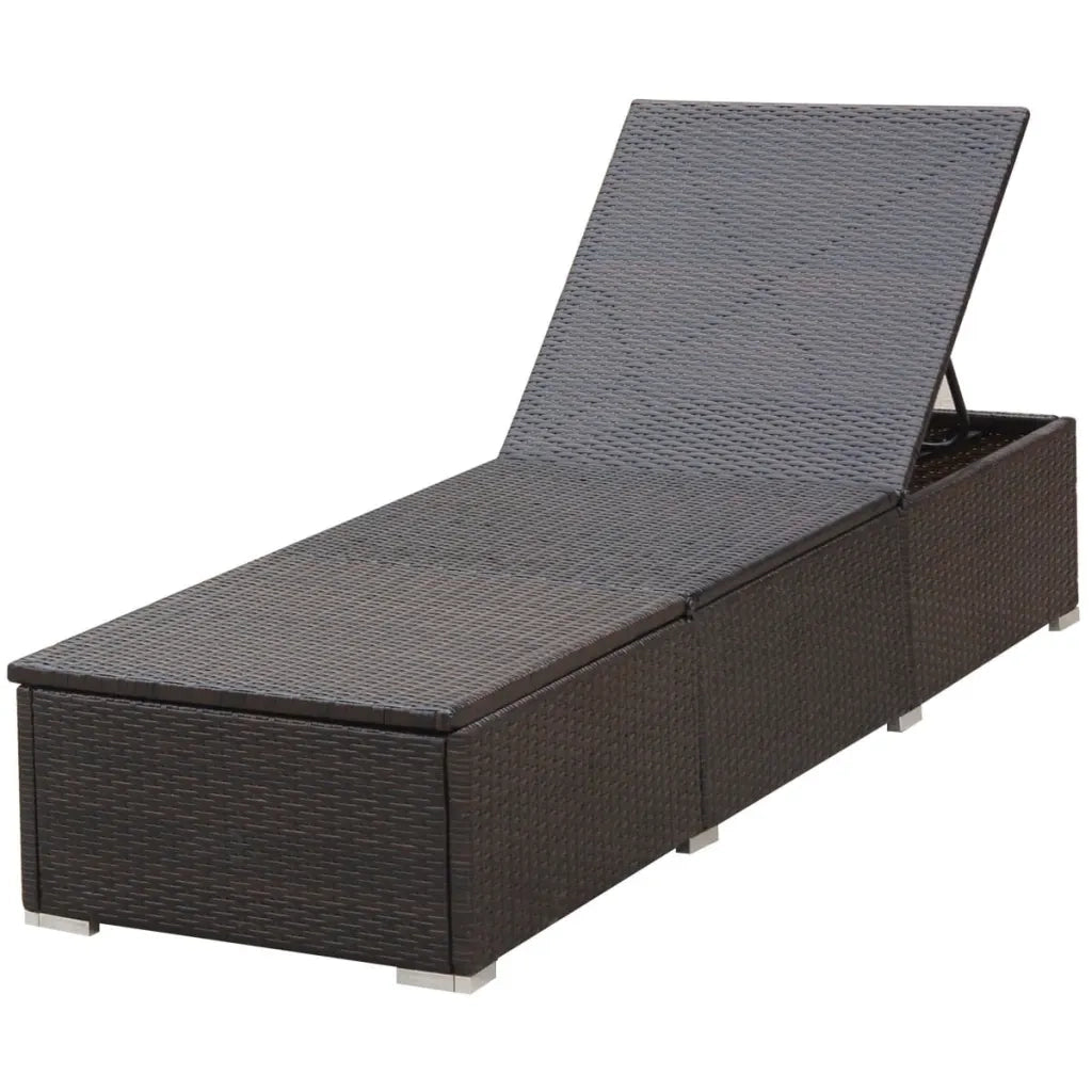 Lettino Prendisole | Sdraio da giardino | Lettino da sole con Cuscino in Polyrattan Marrone