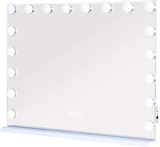 Specchio Bluetooth con Illuminazione LED - 18 Lampioni Dimmabili - USB e 10x Ampliamento - 80x60 cm
