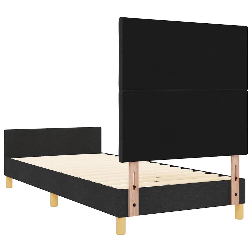 Struttura del letto con testiera-Giroletto Nero 100 x 200 cm Tessuto 421227