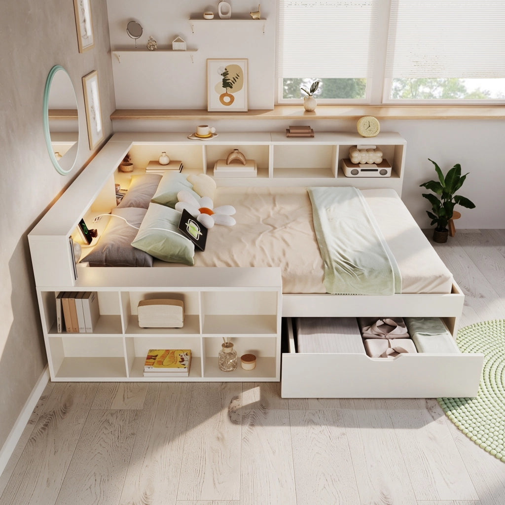 letto in legno bianco 180 x 212 cm