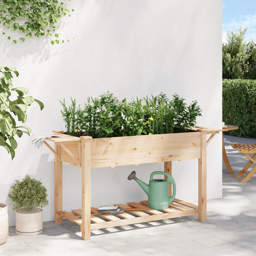 Vasca da giardino  con ripiani 155x59x76 cm in legno massello di abete