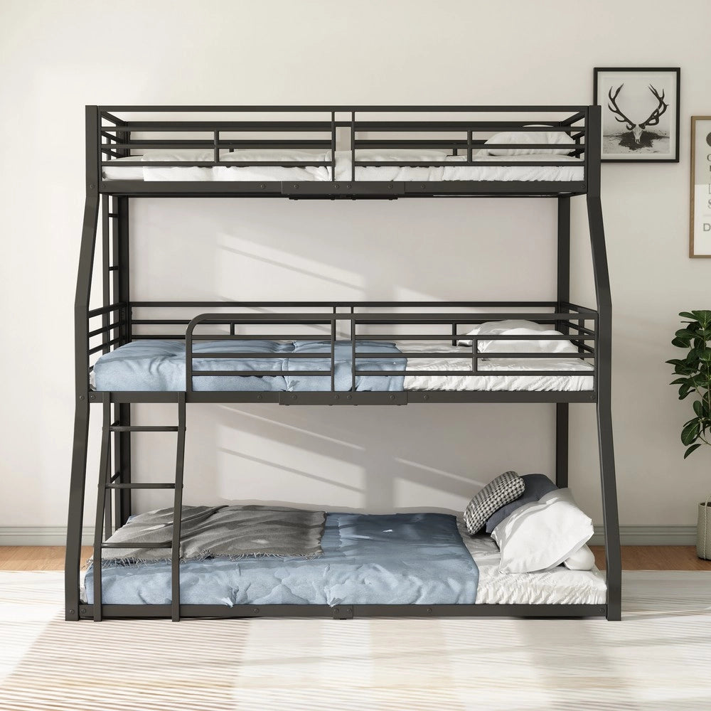 Letto a Castello Triplo in Metallo ¨C MINIMAL ¨C Nero 90x200 / 120x200 / 140x200