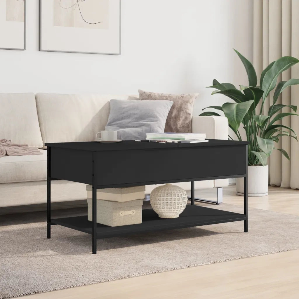 Tavolino da salotto | Tavolino da caff¨¨ | Tavolino da Soggiorno Nero 100x50x50cm Legno Multistrato Metallo