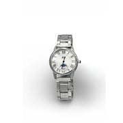Trade Shop - Orologio Da Polso Donna Elegante 32 Mm Acciaio Quadrante Bianco Con Luna -
