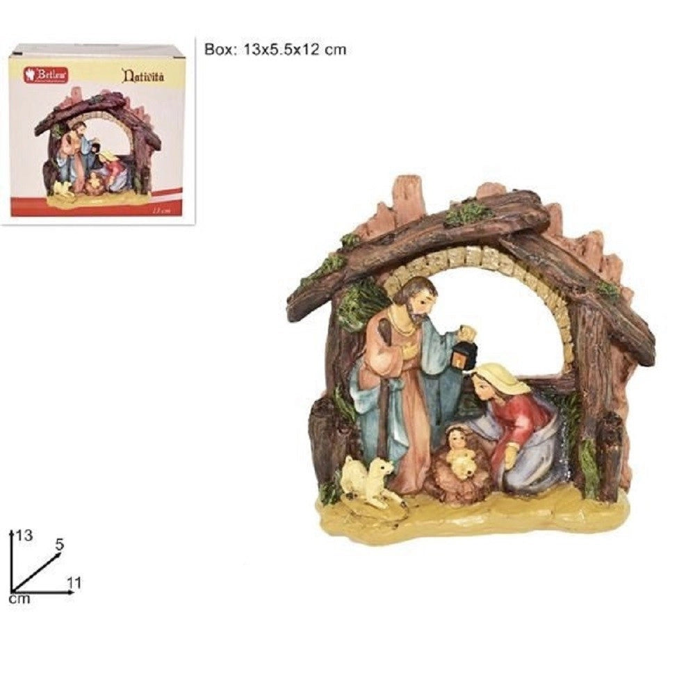 Trade Shop - Presepe Natività In Resina Scenario Sacra Famiglia Decorazioni Natalizie -