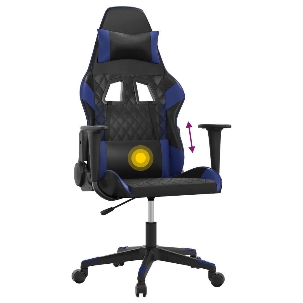 Sedia da Gaming Massaggiante Nero e Blu in Similpelle cod mxl 73222