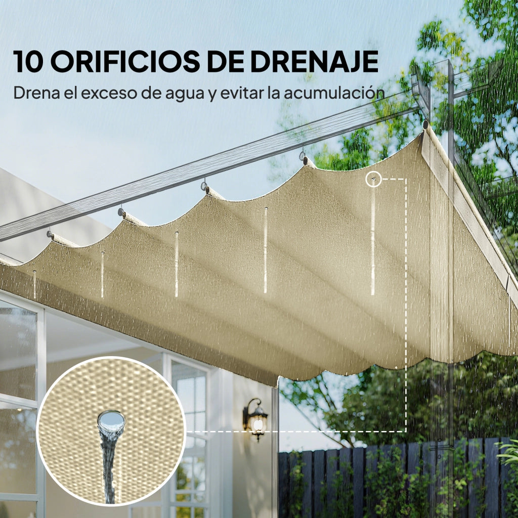 Telo per Pergola 3x3 Retrattile ¨C zephmum ¨C 250x255 cm Crema con 10 Fori di Drenaggio