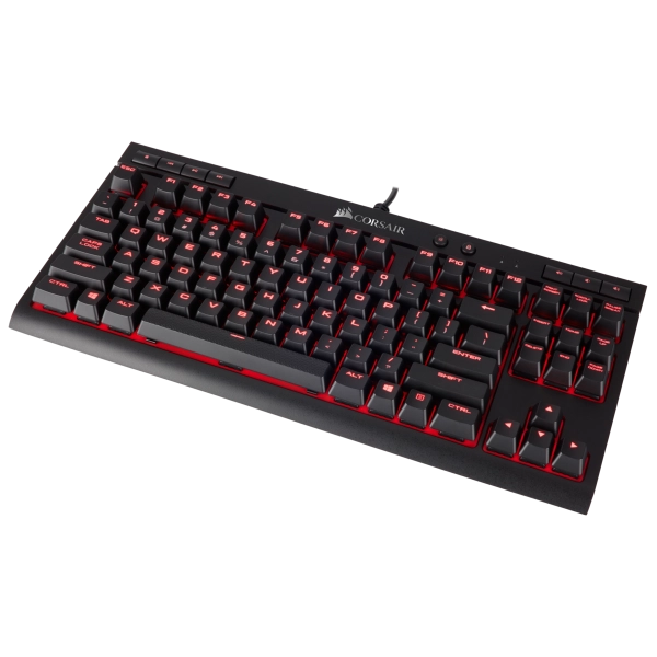 La tastiera CORSAIR K63 e' priva di tastierino numerico e presenta switch meccanici CHERRY MX Red per il massimo delle prestazioni. La retroilluminazione brillante a LED rossi per ciascun tasto consente una regolazione dell'illuminazione.