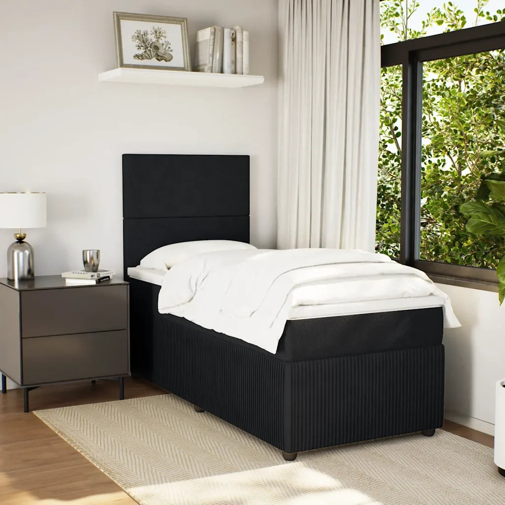 Giroletto a Molle con Materasso Nero 90x190 cm in Velluto