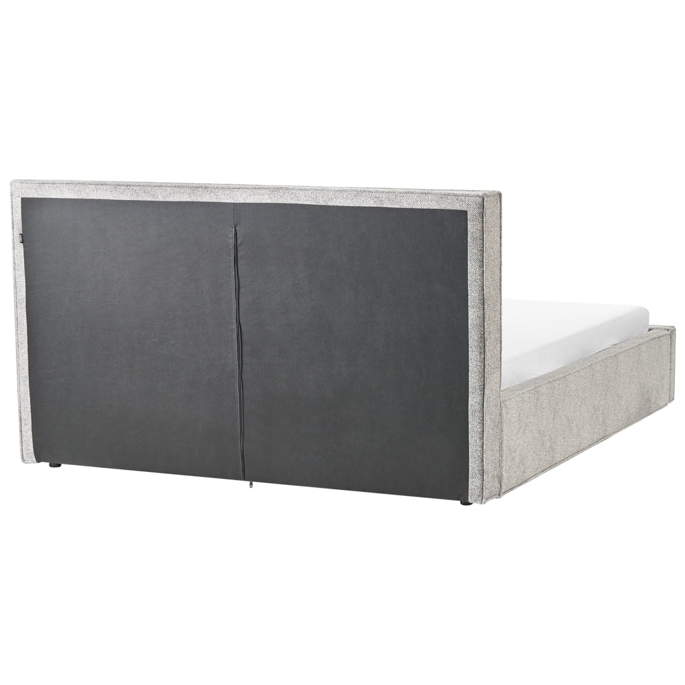 Letto king size 180 x 200 cm Bianco/Nero Rivestimento in Velluto elasticizzato con contenitore Telaio a doghe Camera da letto moderna contemporanea