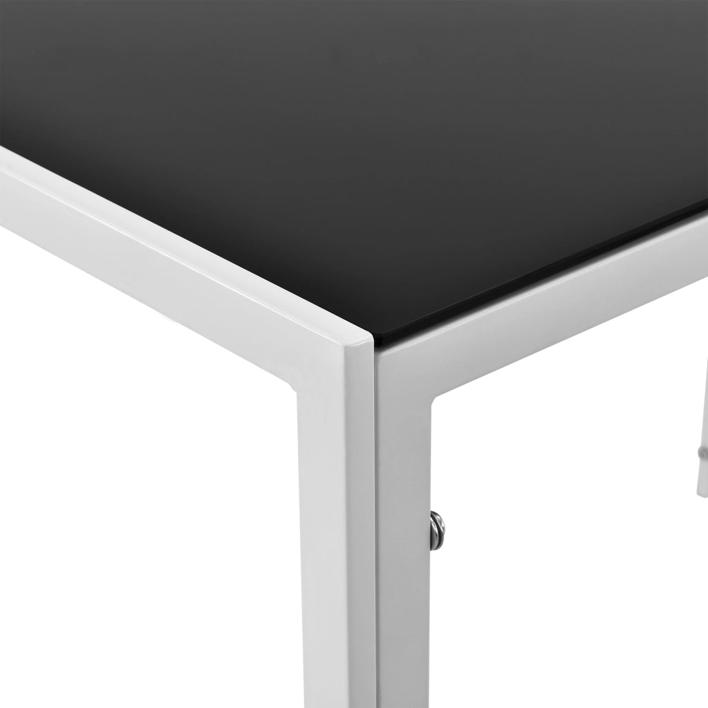 Set Tavolo da Pranzo Bianco-Nero con 4 Sedie Imbottite Schienale Alto Similpelle Bianco [en.casa]
