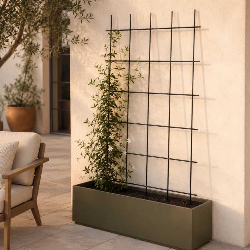 Scala per fiori KADAX, traliccio da giardino in metallo per piante rampicanti, 75x150 cm, resistente.