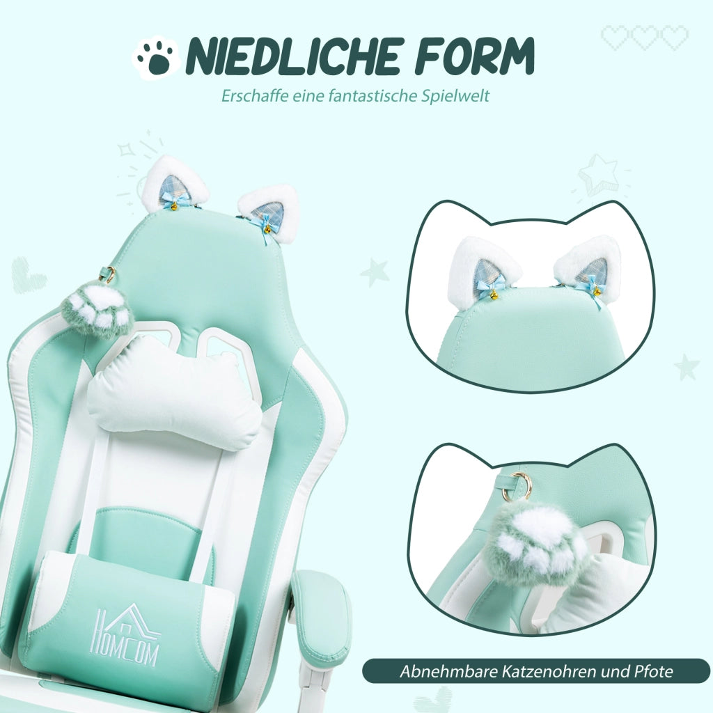 Poltrona da gaming reclinabile con poggiapiedi ¨C Minimal ¨C Tiffany blu