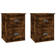 Set di 2 Comodini | Armadio da Notte | Mobiletto da notte a Parete Rovere Fumo 41,5x36x53 cm