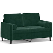 Divano | Divano da soggiorno | Sofa a 2 Posti con Cuscini Verde Scuro 120 cm in Velluto
