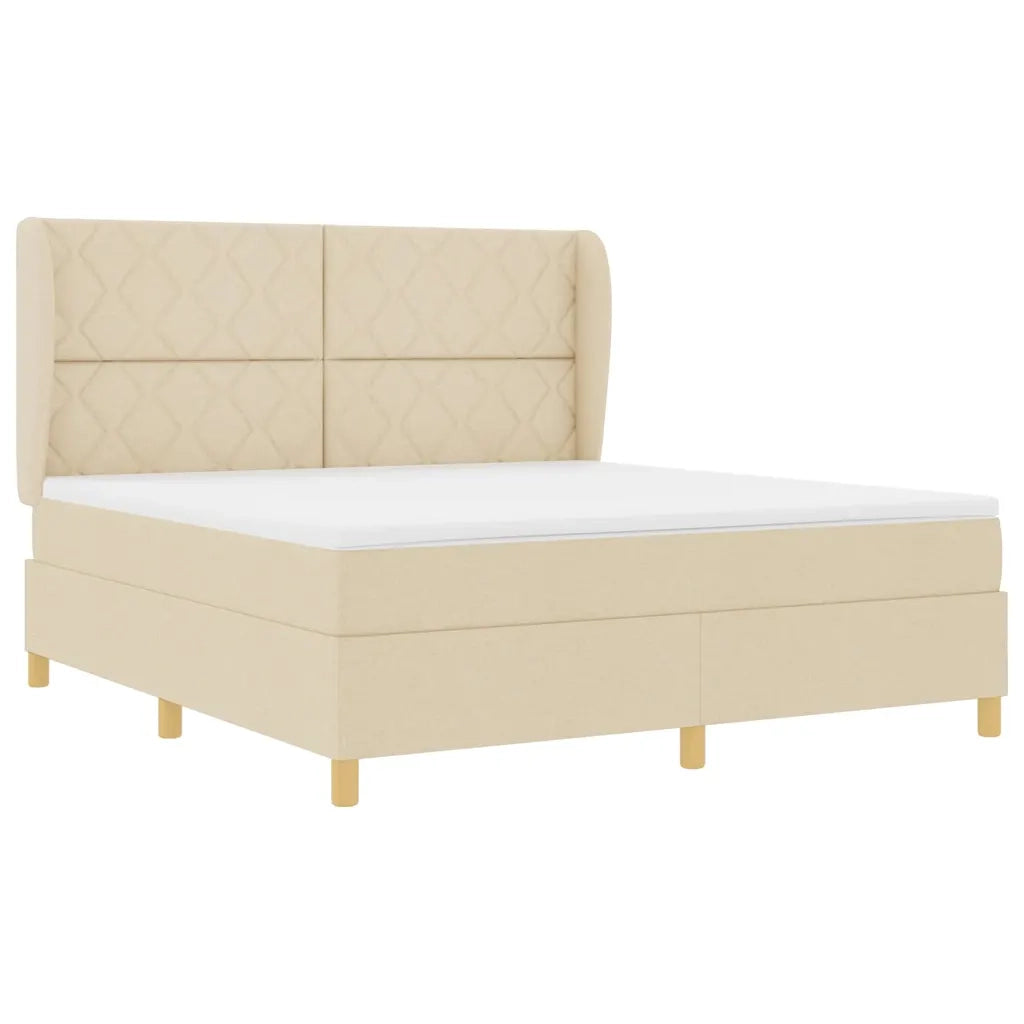 Letto a molle con testiera Crema 200 x 180 cm Tessuto 3340835