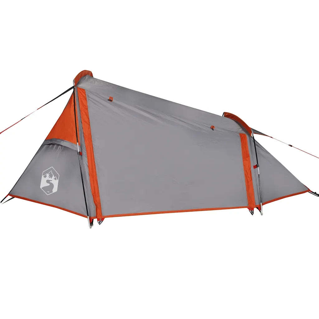Tenda da Campeggio a Tunnel per 2 Persone Grigio e Arancione 94614