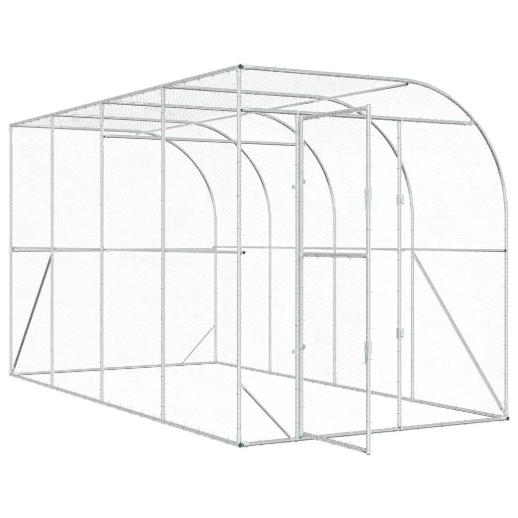 Gabbia per Polli Contro il Muro Argento 600 x 150 x 215 cm 3434731