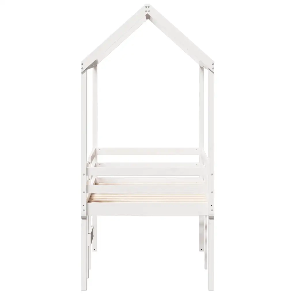 Letto a Soppalco con Tetto Bianco 90x190 cm in Legno di Pino 3282139