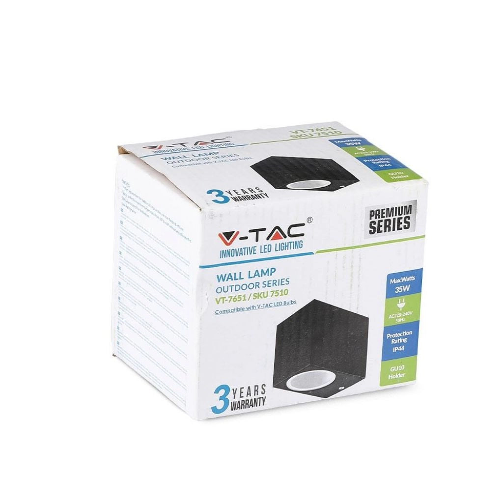 Parete slitting GU10 in alluminio corpo quadrato nero a 1 via IP44