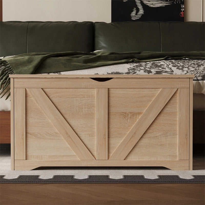 GRANDE CASSA DI LEGNO PER CONTENITORE MARRONE CHIARO BAULETTO PANCA