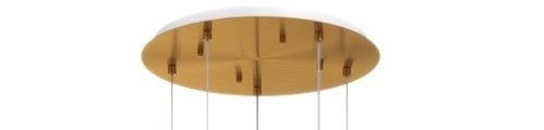 SOSPENSIONE OTTONE SATINATO 5 LUCI TONDA VETRI PICCOLI RUBINO 1191OS-S5 TP-RU
