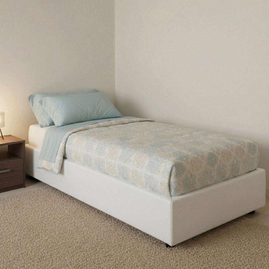 Ayla, Letto Singolo Contenitore Made in Italy, Bianco