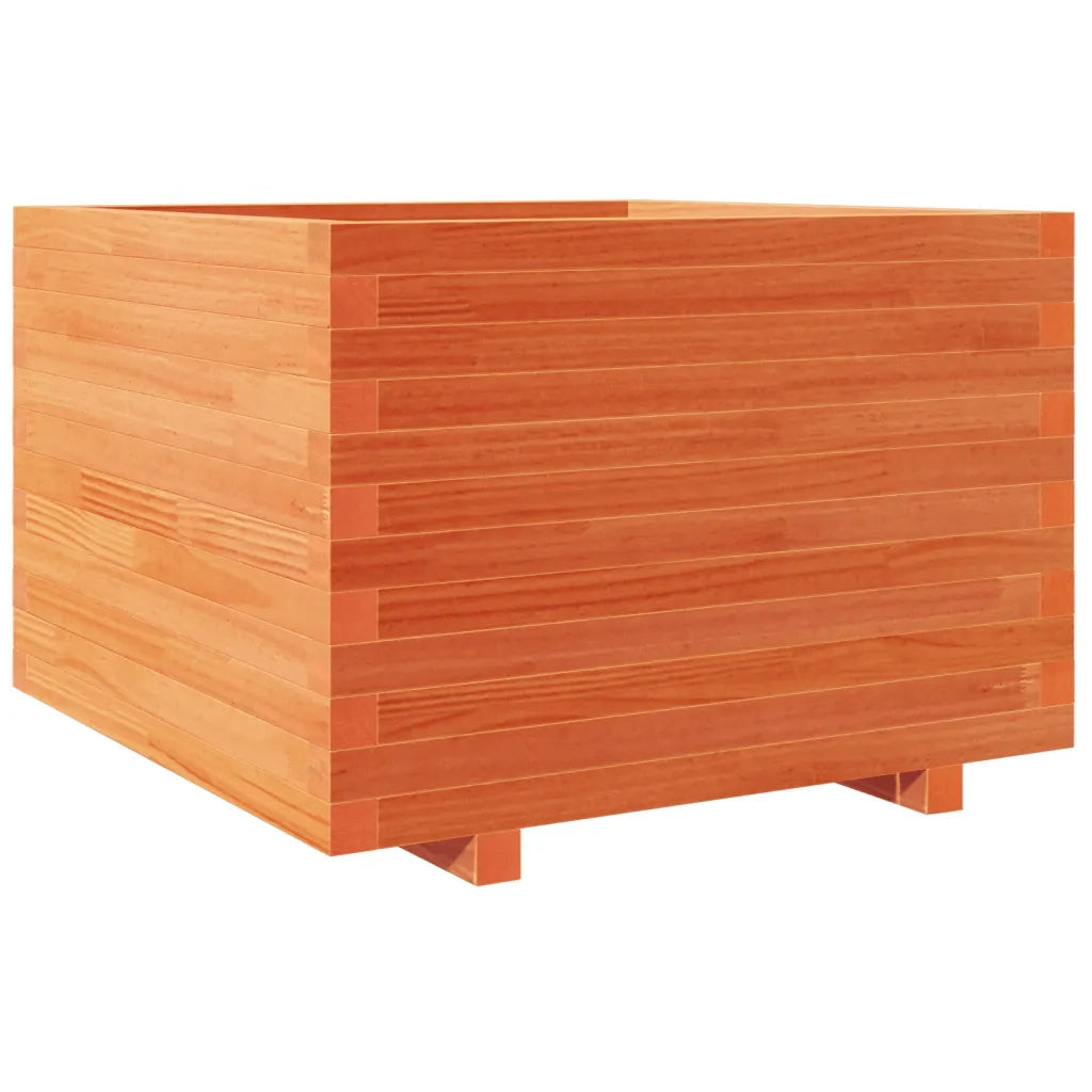 Fioriera | Cassetta per fiori | Vaso Giardino Marrone Cera 70x70x49,5cm Legno Massello Pino