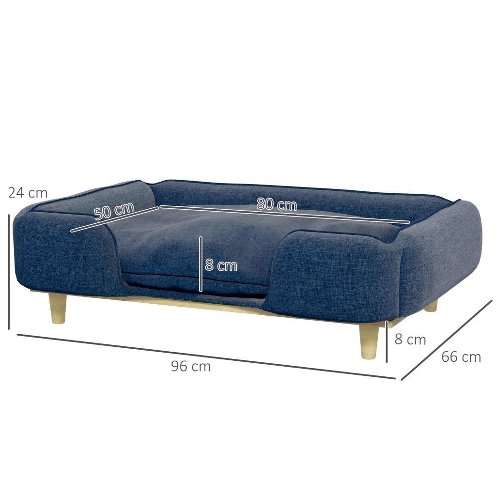 Divano per Cani Taglia Grande  fino 30 kg 96x66x24 cm con Cuscino Rimovibile Blu