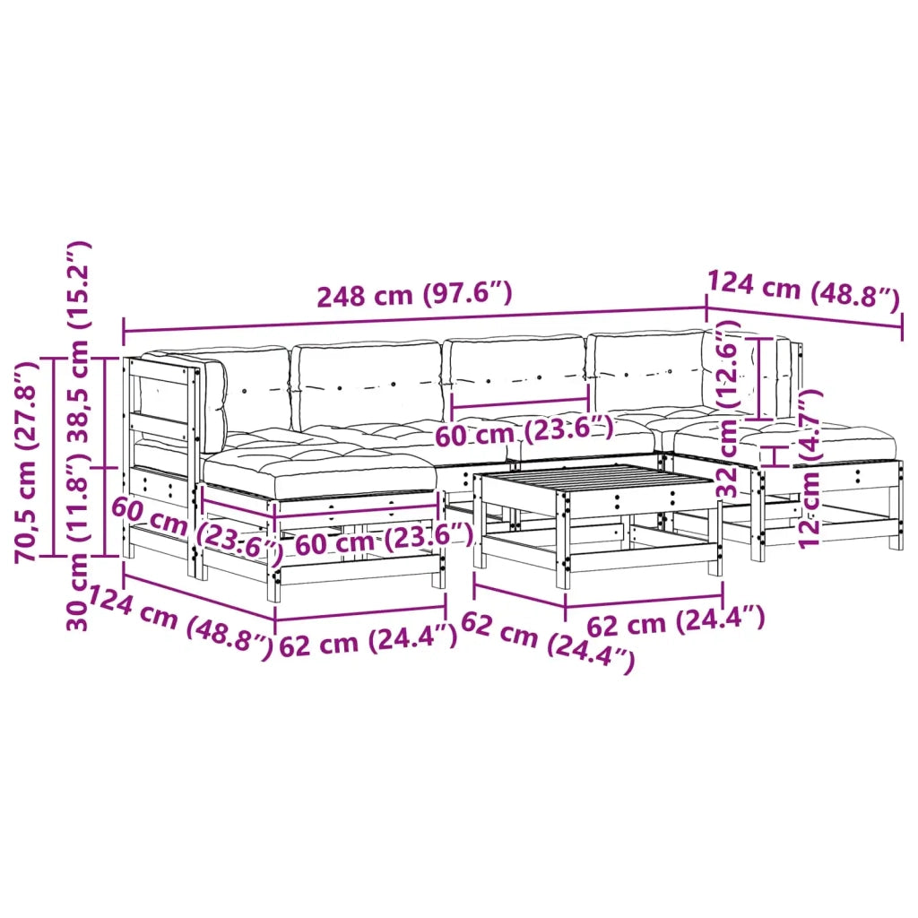 Set Lounge da Giardino 7 pcs Marrone Cerato