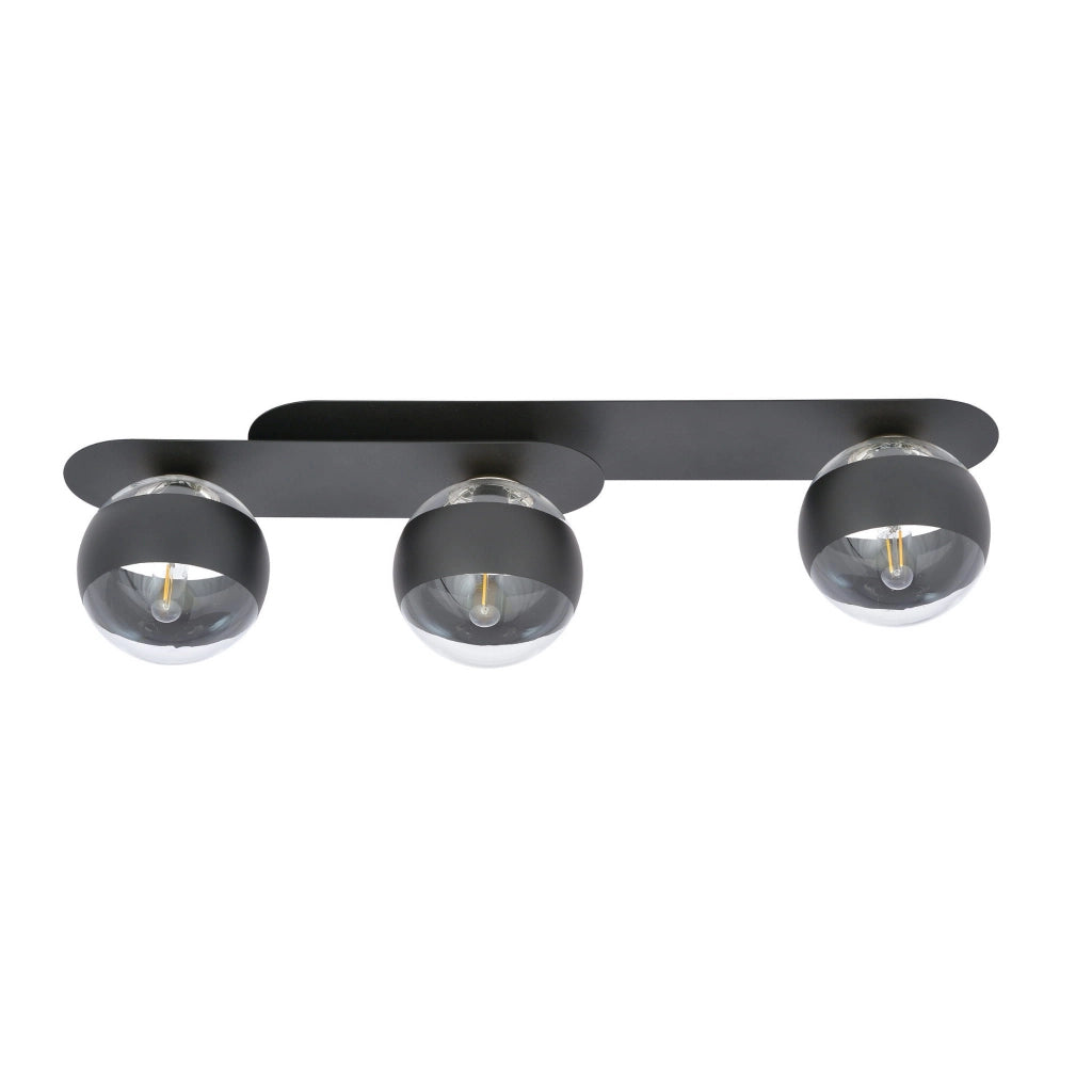 Plafoniera Emibig Plaza 3 3xE14 metallo nero trasparente