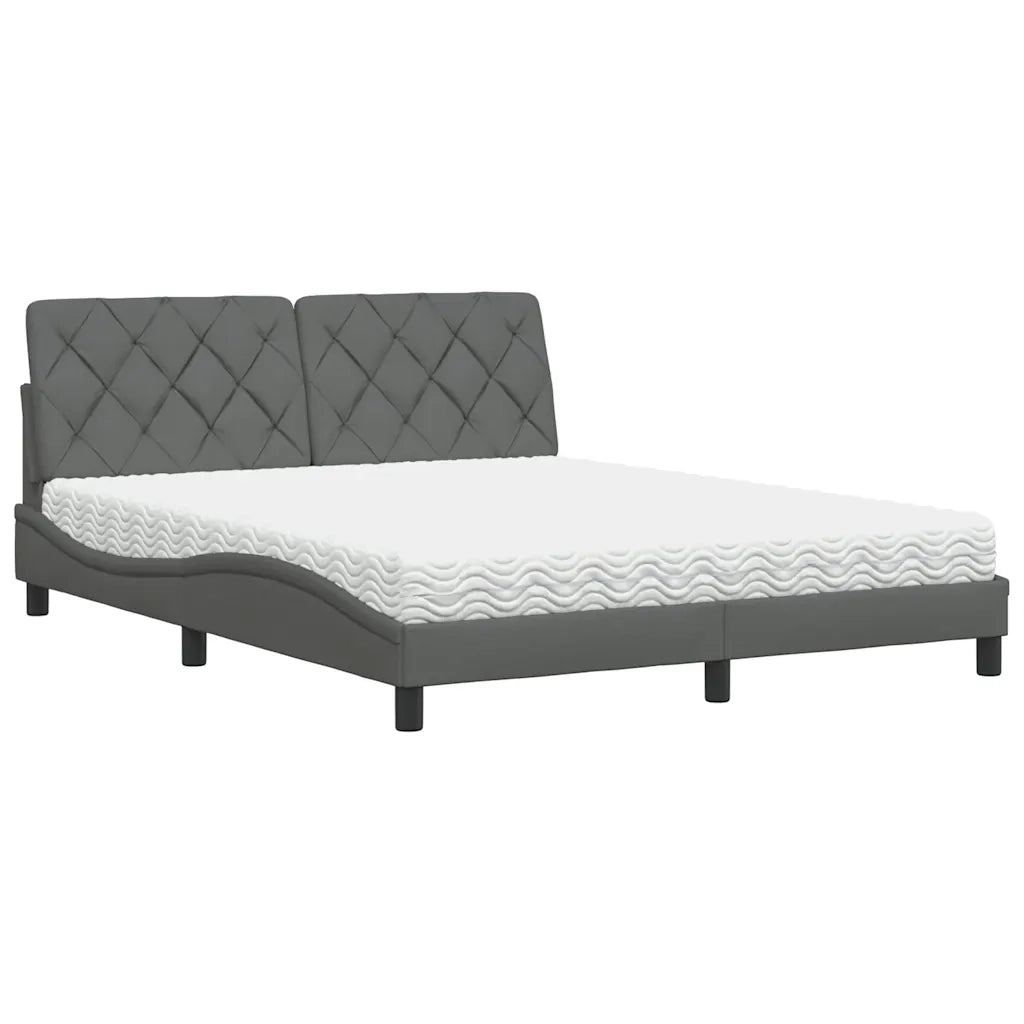 Letto con Materasso Grigio Scuro 160x200 cm Tessuto 3310749