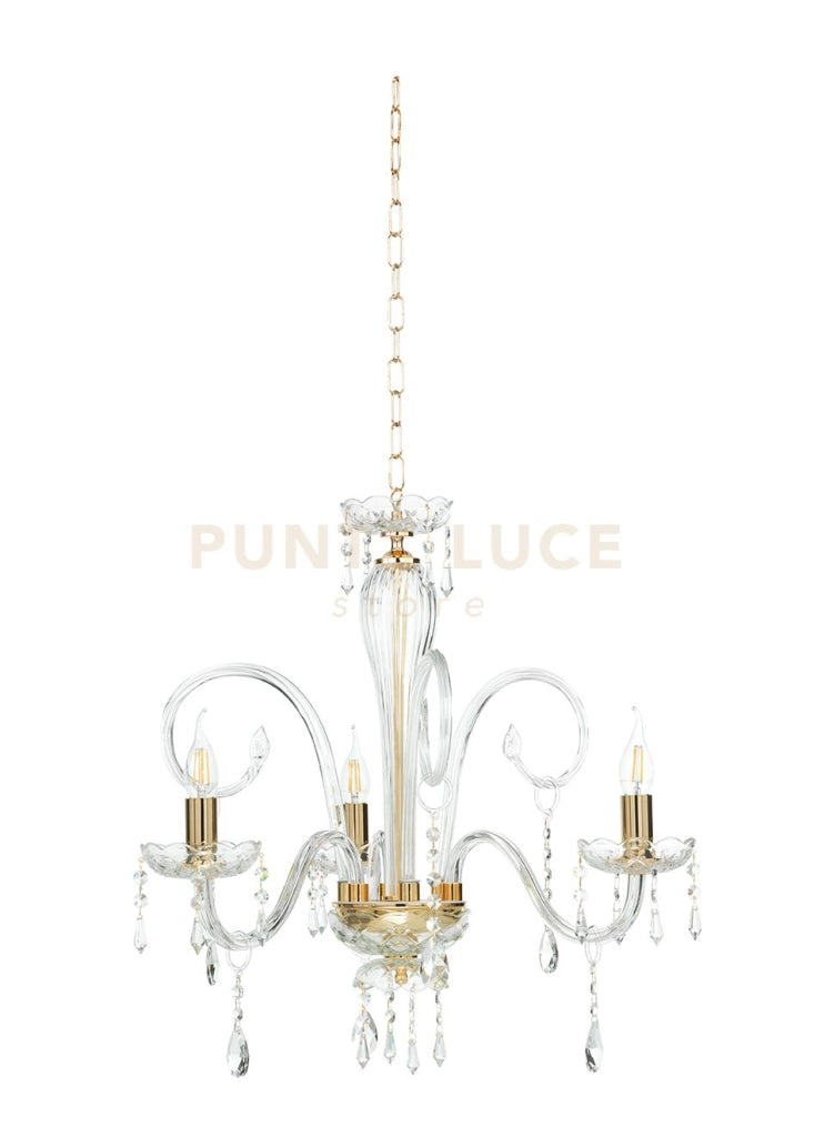 MARIA TERESA LAMPADARIO MT/3 L6 PASTORALE D.62CM ORO E TRASPARENTE 3 LUCI ATTACCO E14