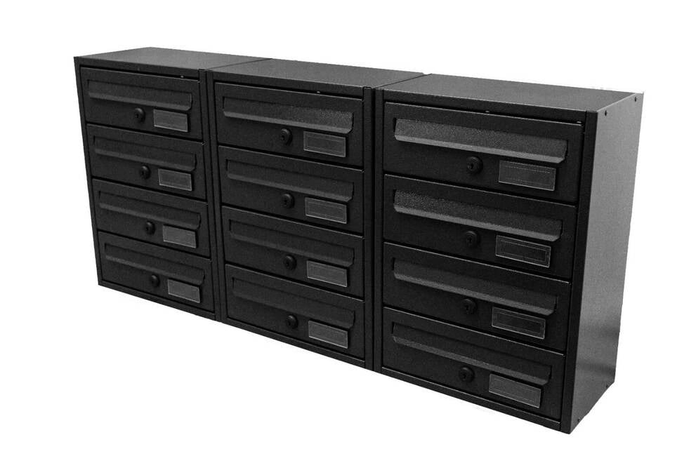 Casellario Postale da Esterno MODULARE BoxoB Imperium 983 Con Cilindretti Numerati (RAL 7021) - 4 Comparti