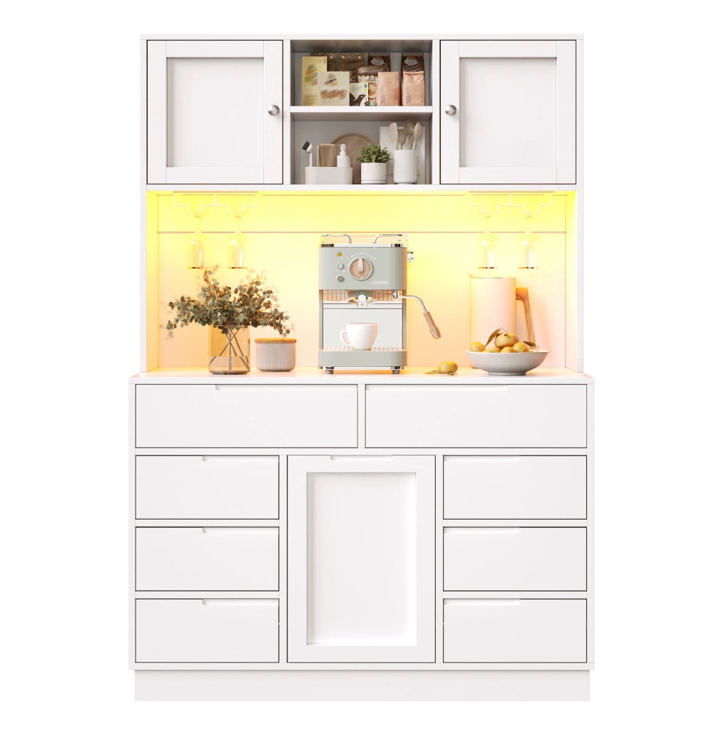 Mobile cucina alto con LED smart, 8 cassetti e ripiani regolabili
