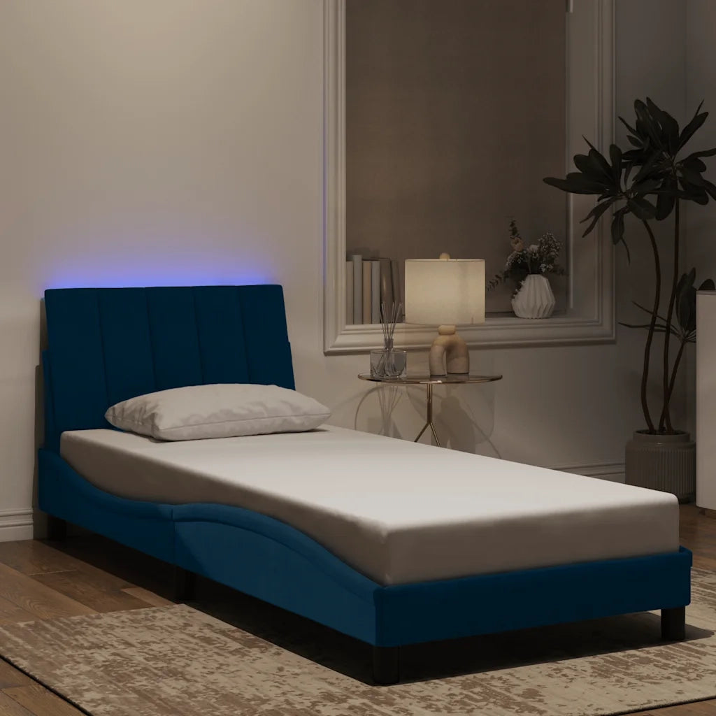 Giroletto con Luci LED Blu 90x190 cm in Velluto