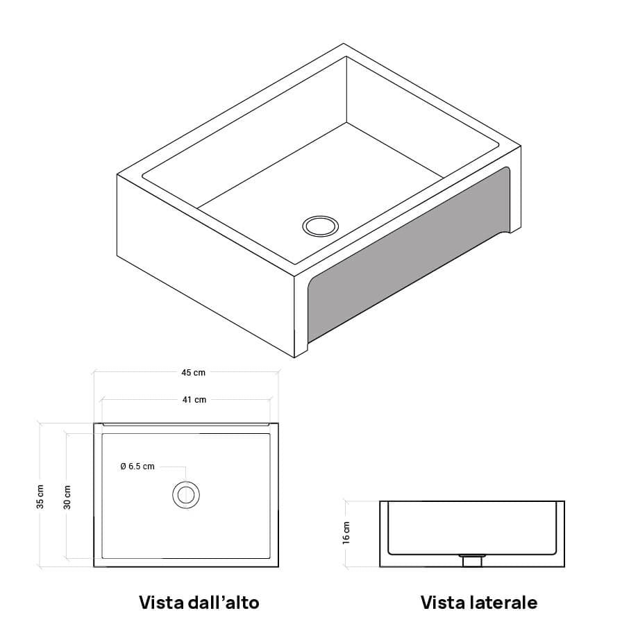 Lavello da Giardino Senza Rubinetto in Cemento Granulato di Marmo Madrid Grigio