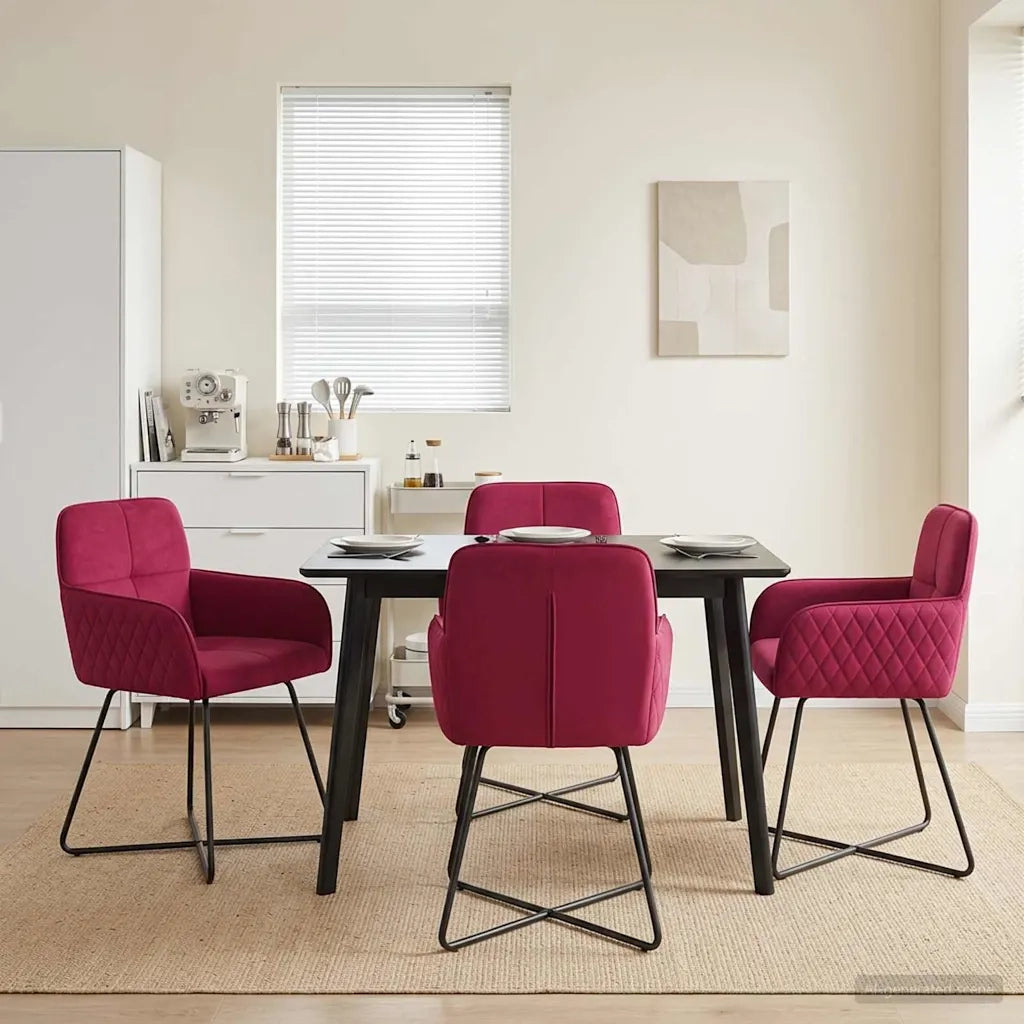 Sedie da pranzo 4 pz Velluto Rosso Vino 59 x 56,5 x 86 cm 3428213