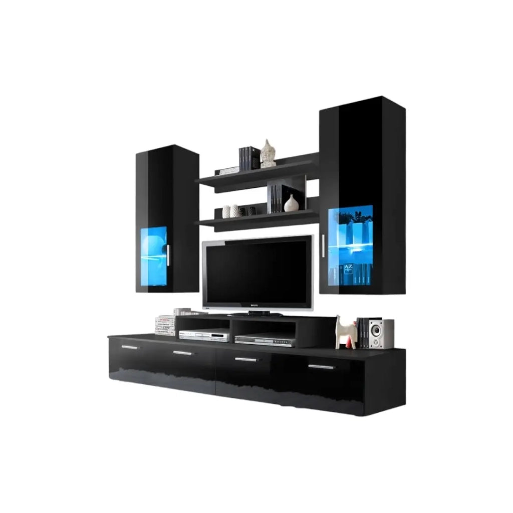 Mobile porta TV da parete 200cm Design. Collezione MINI colore nero.